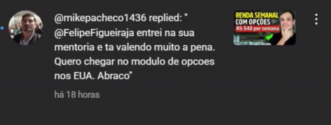 Depoimento de aluno