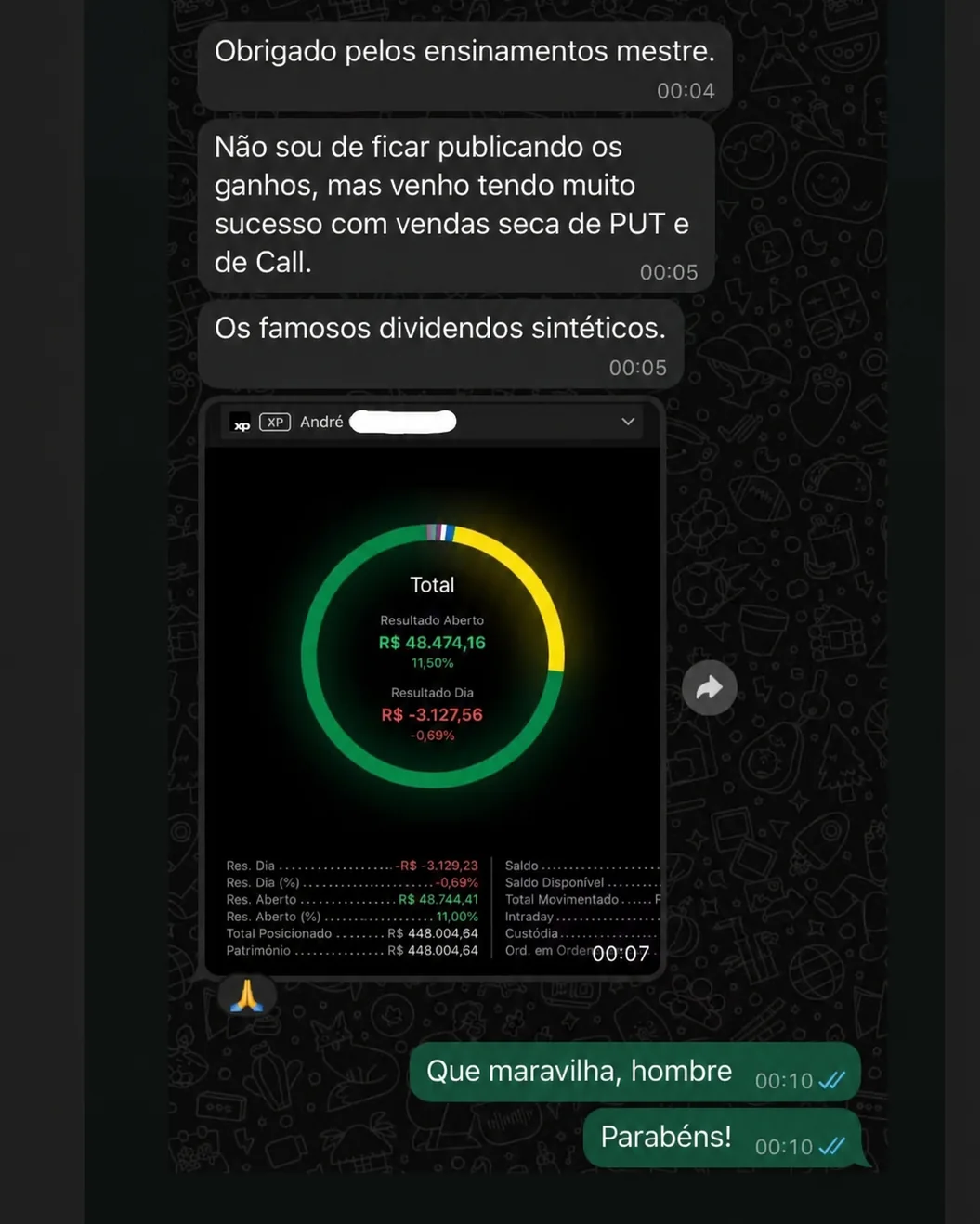 Depoimento de aluno