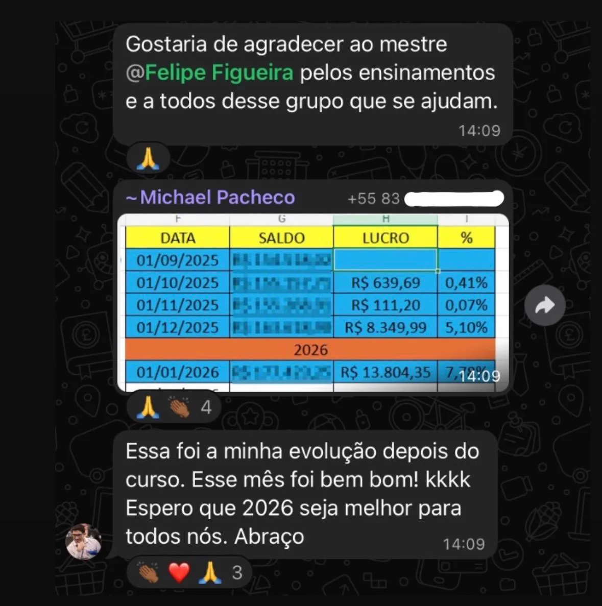 Depoimento de aluno